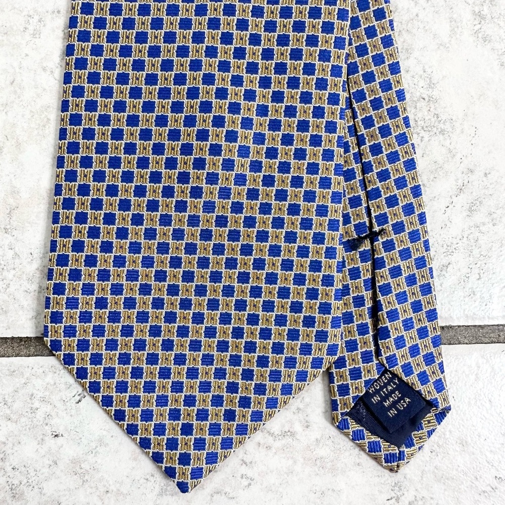Brooks Brothers MAKERS Men's 100% Silk Tie ~ Blue And Gold ~ Made in the USA!